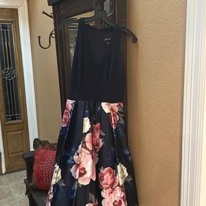 XScape Long Floral-Skirt Gown